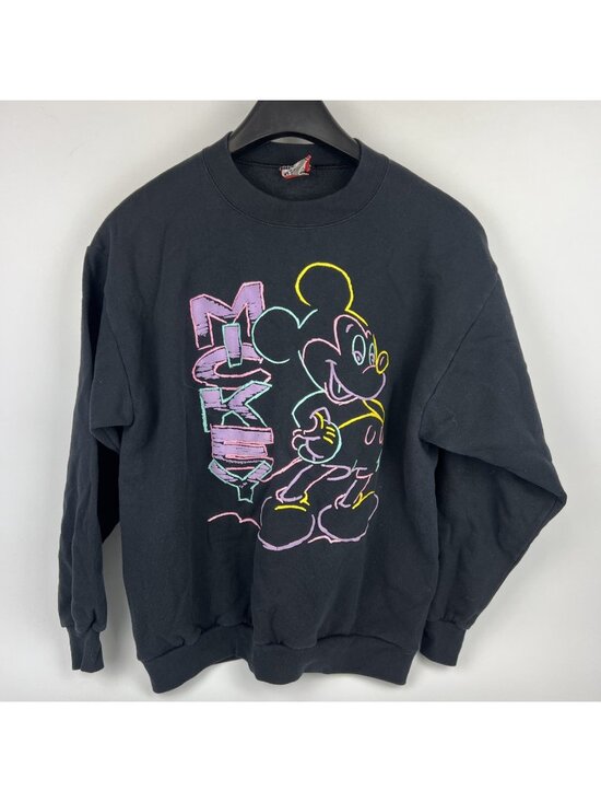Disney Designs Tops - 90s Disney Mickey Mouse Neon Chalk Crewneck Sweatshirt Size L Vintage